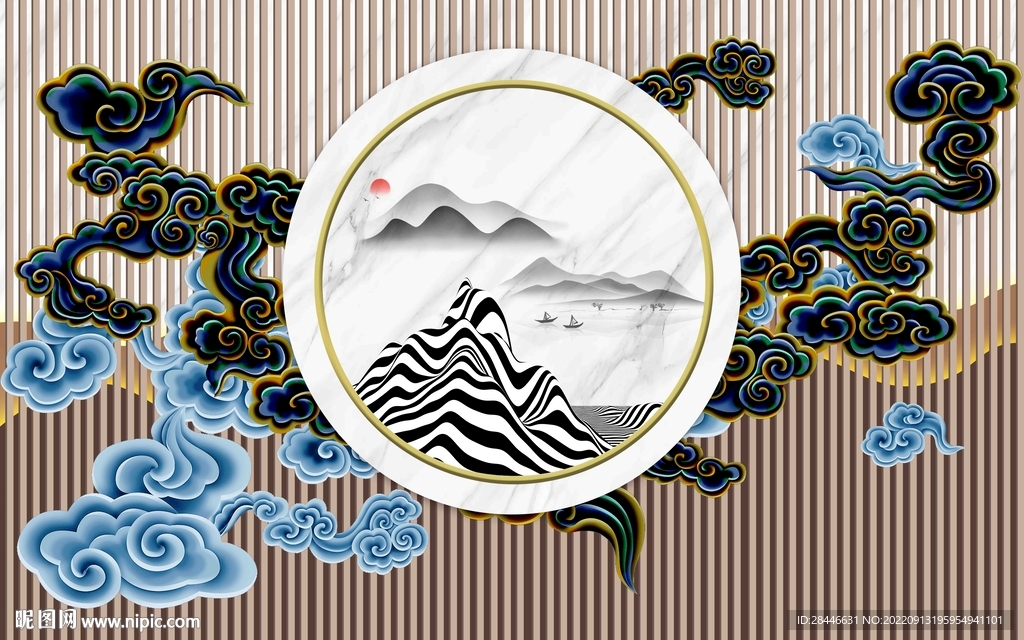 新中式背景墙 