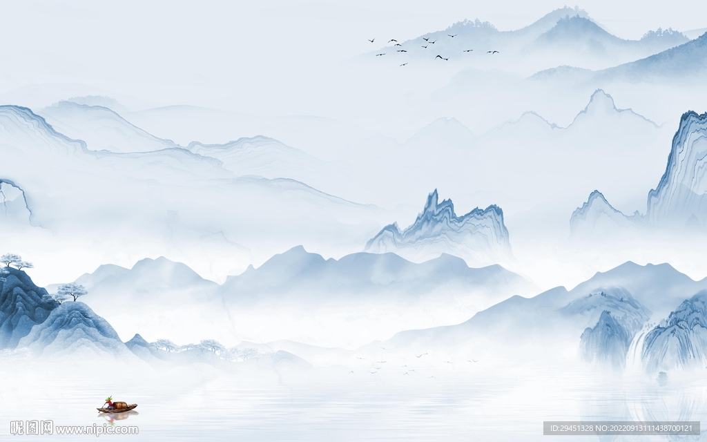 水墨新式风格山水 tif分层