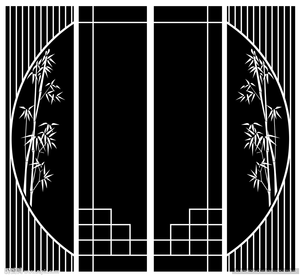 高清分层透明底白花推拉门打印图