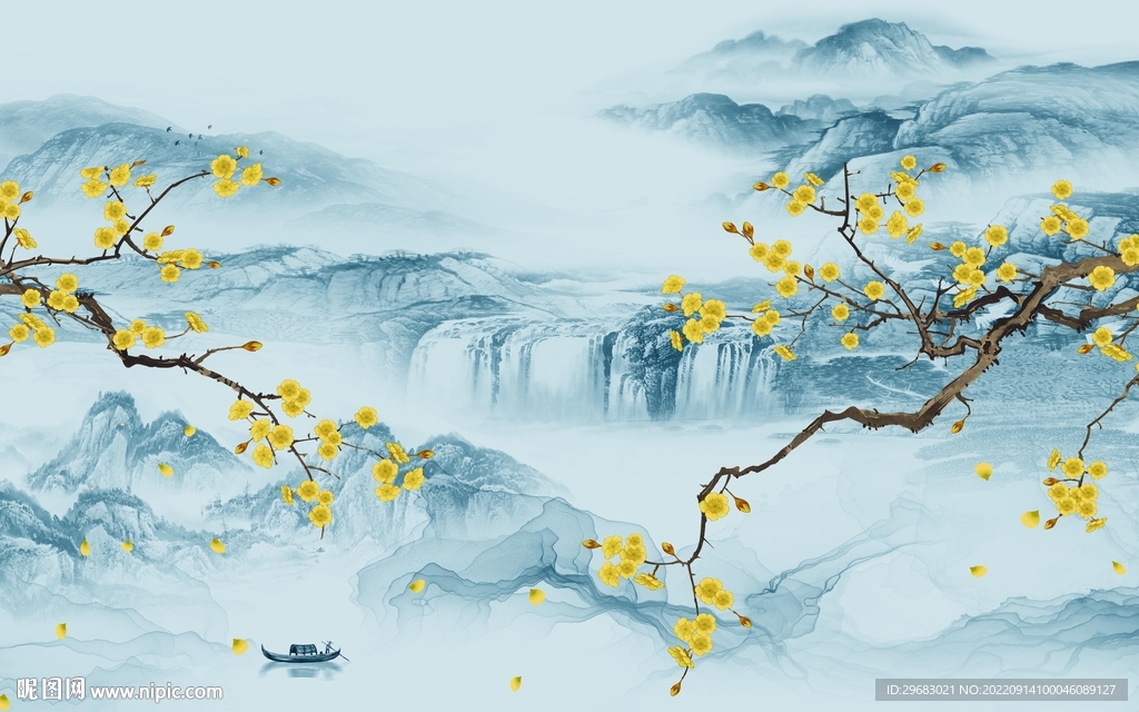 最新简约山水新画 tIf分层