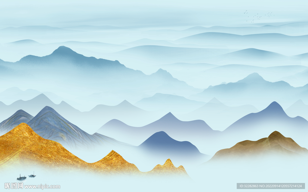 意境高端背景山水 tIf分层