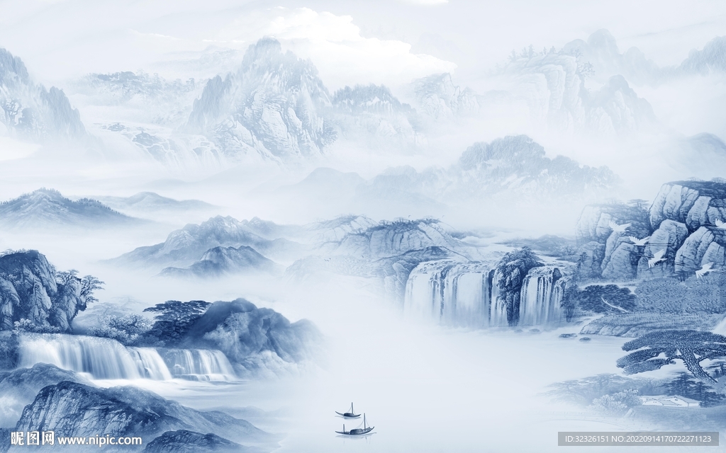 新中式意境水新画 Tif分层