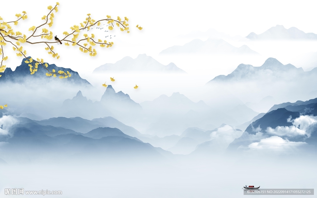 中国风意境山水新画 Tif分层