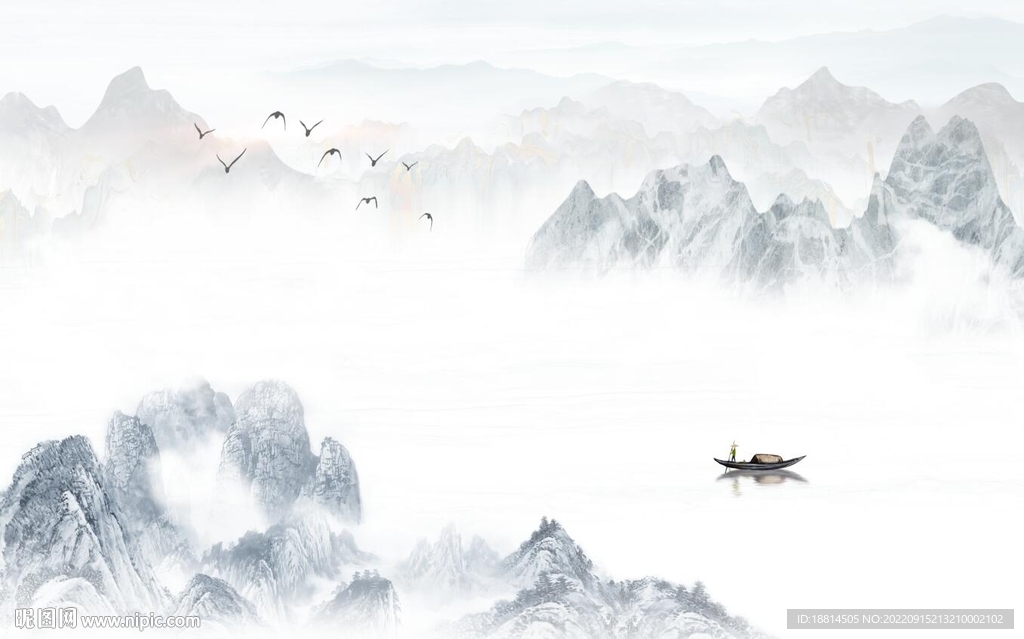 新中式山水背景墙