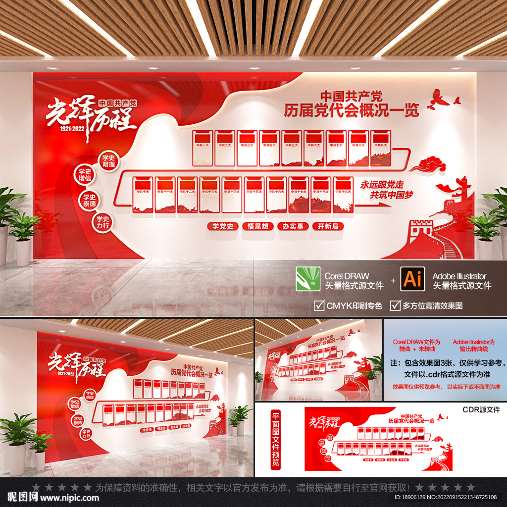 党的发展历程文化墙