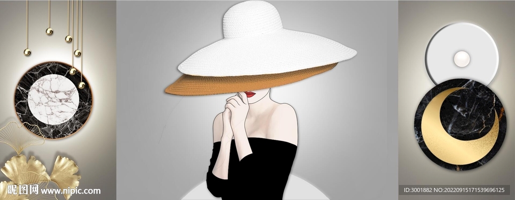 轻奢装饰画 光影画 美女三联画