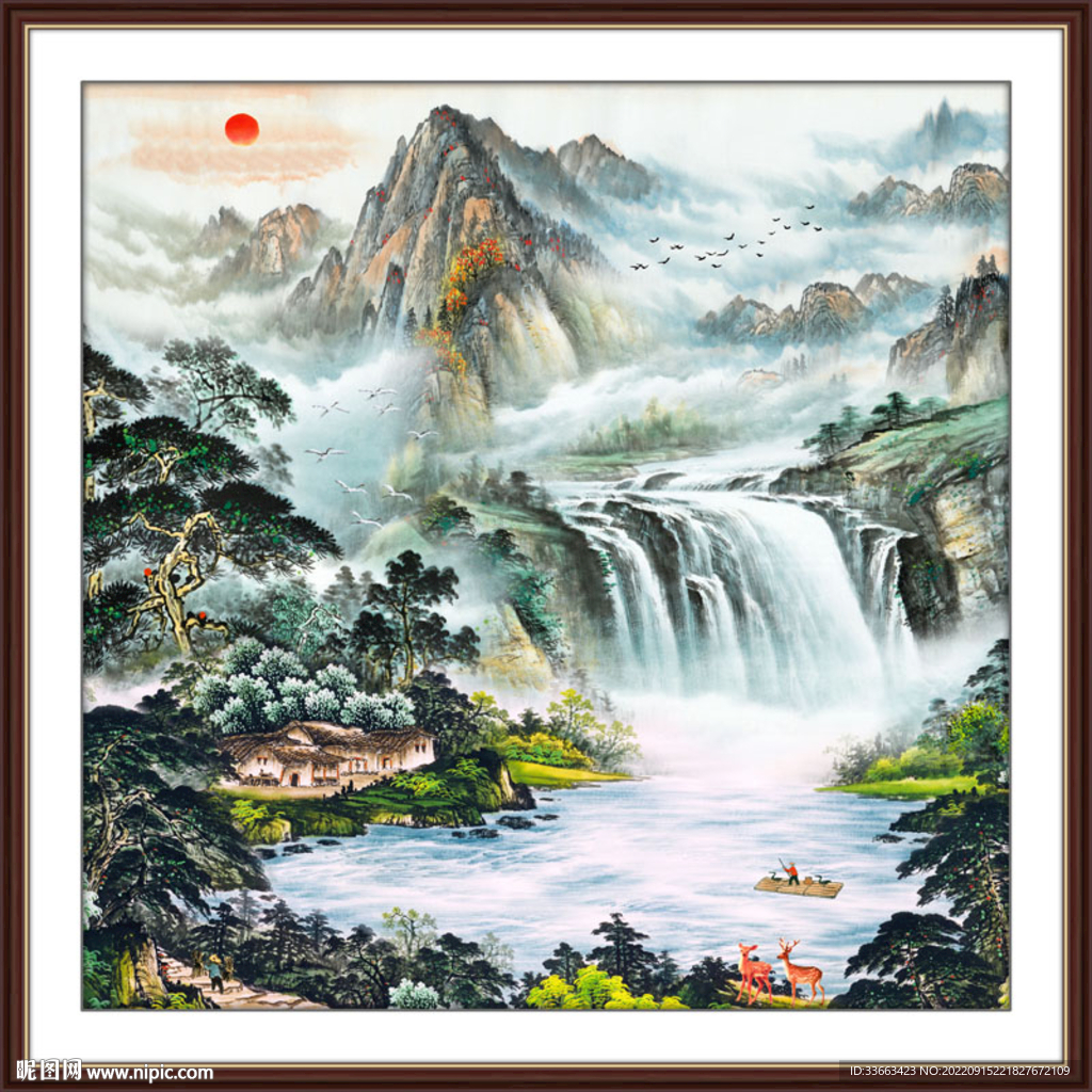 紫气东来国画财源广进风水画
