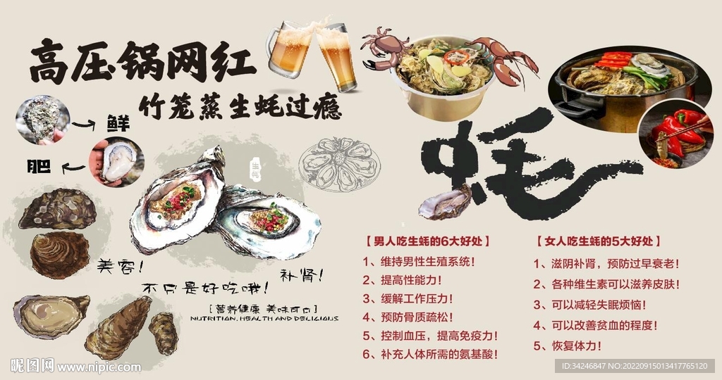烤生蚝蒸生蚝背景