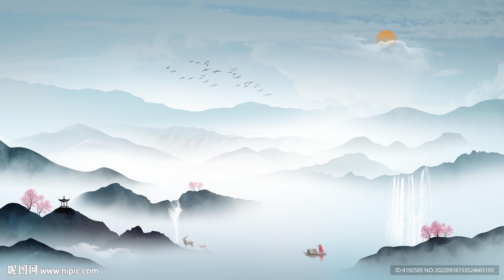 巨幅水墨山水画