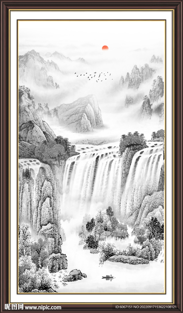 竖幅水墨画
