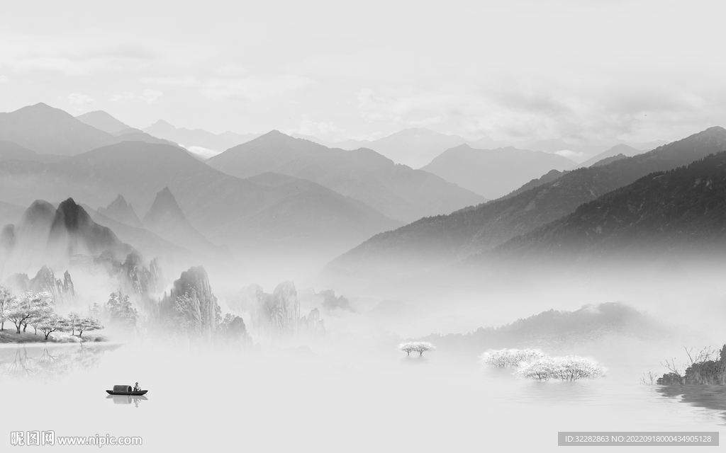 极简高档灰色山水 TiF分层