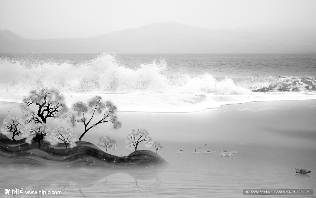 客厅高档灰色山水 TiF分层