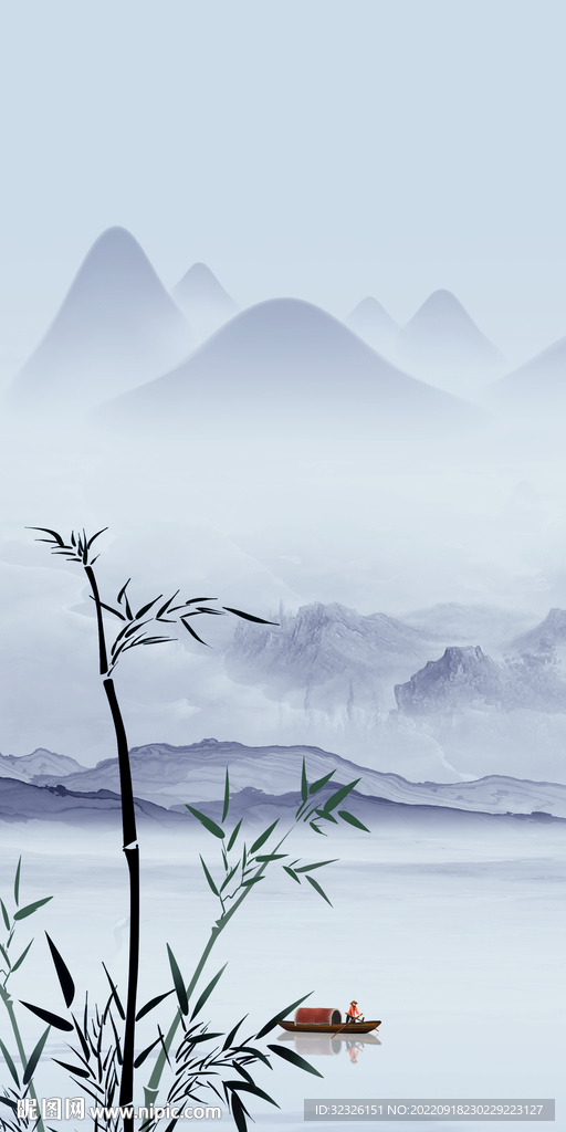 竹子简约中式玄关 tif分层