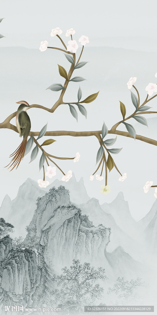 花鸟简约中式玄关 tif分层