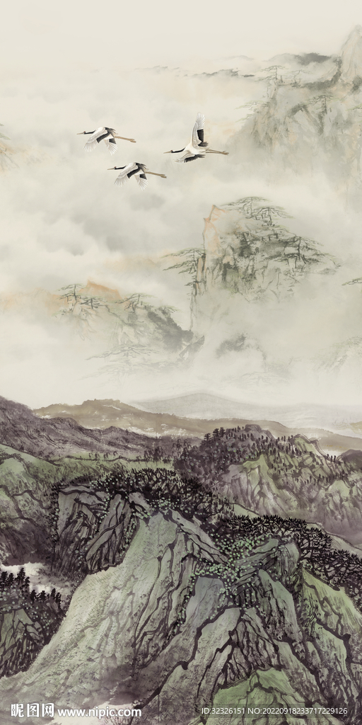 国画 简约中式玄关 tif分层