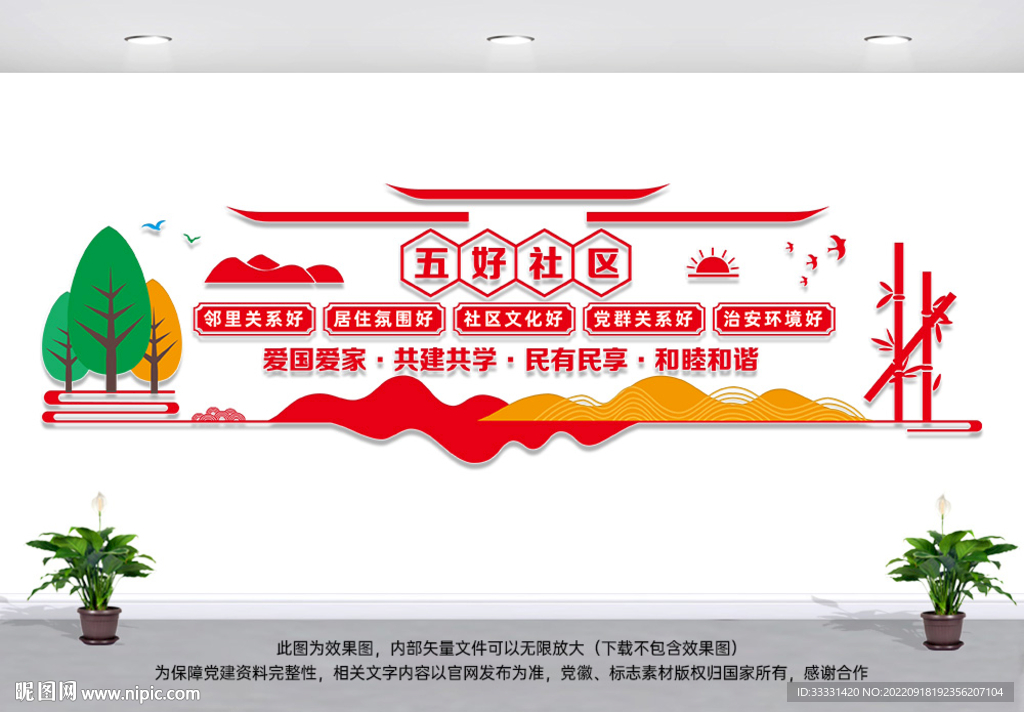 五好社区文化墙