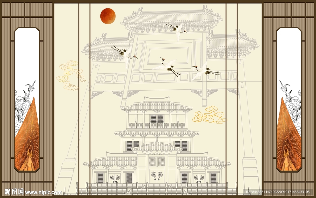 新中式组合背景墙 