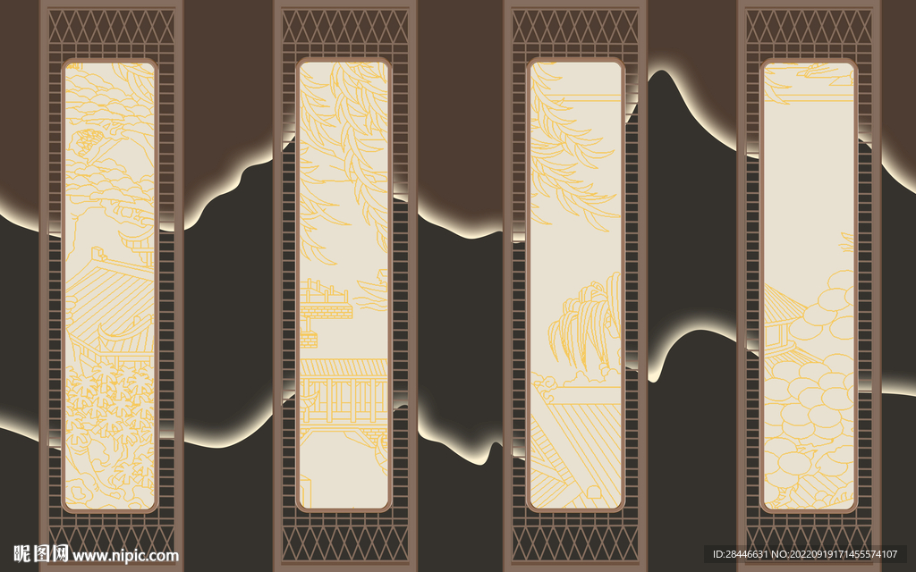 新中式 组合背景墙 