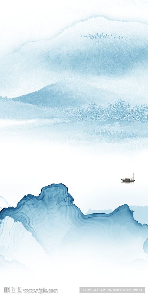 中国风玄关山水挂画 tif分层