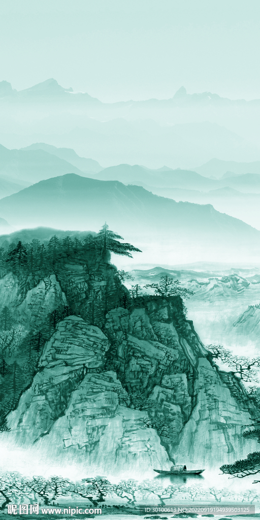 爆款玄关背景山水 tif分层