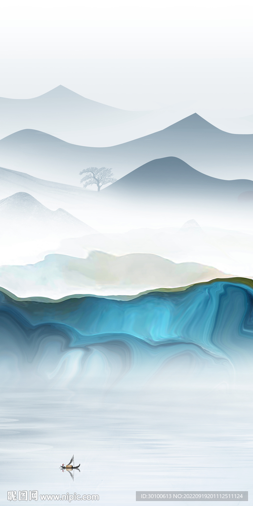 大气玄关背景山水 tif分层