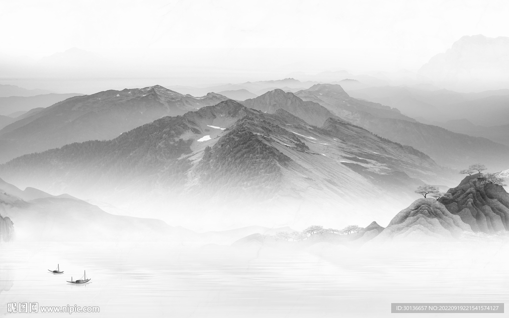 新中式现代新品山水 Tif分层