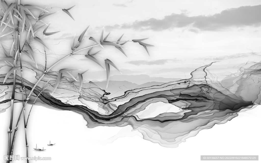 线条 现代新品山水 Tif分层