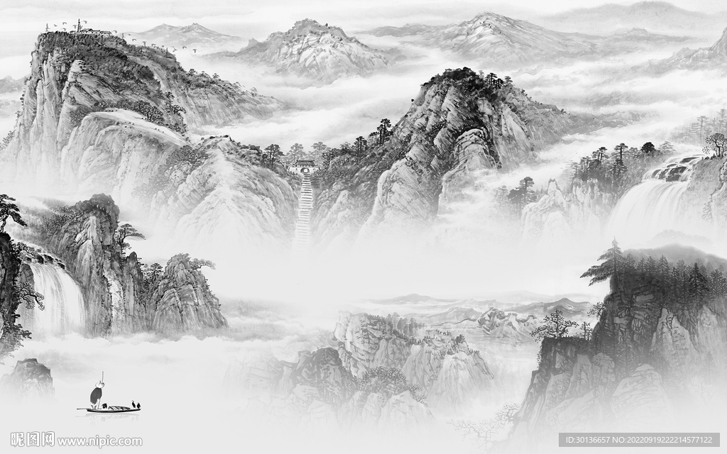 人气现代新品山水 Tif分层