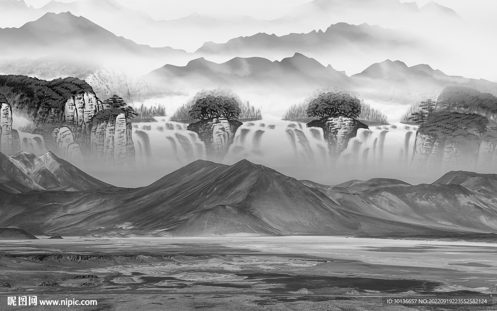 高清 现代新品山水 Tif分层