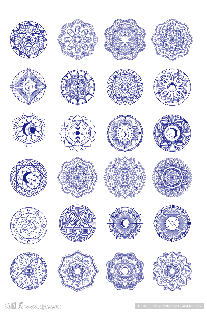 AI矢量中式圆形花纹图形