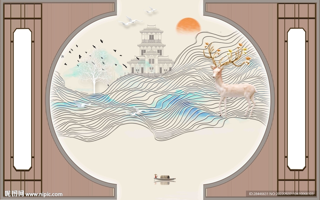 新中式组合背景墙 