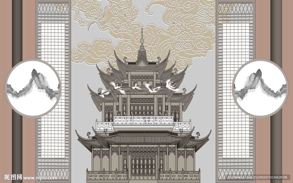 新中式组合背景墙 