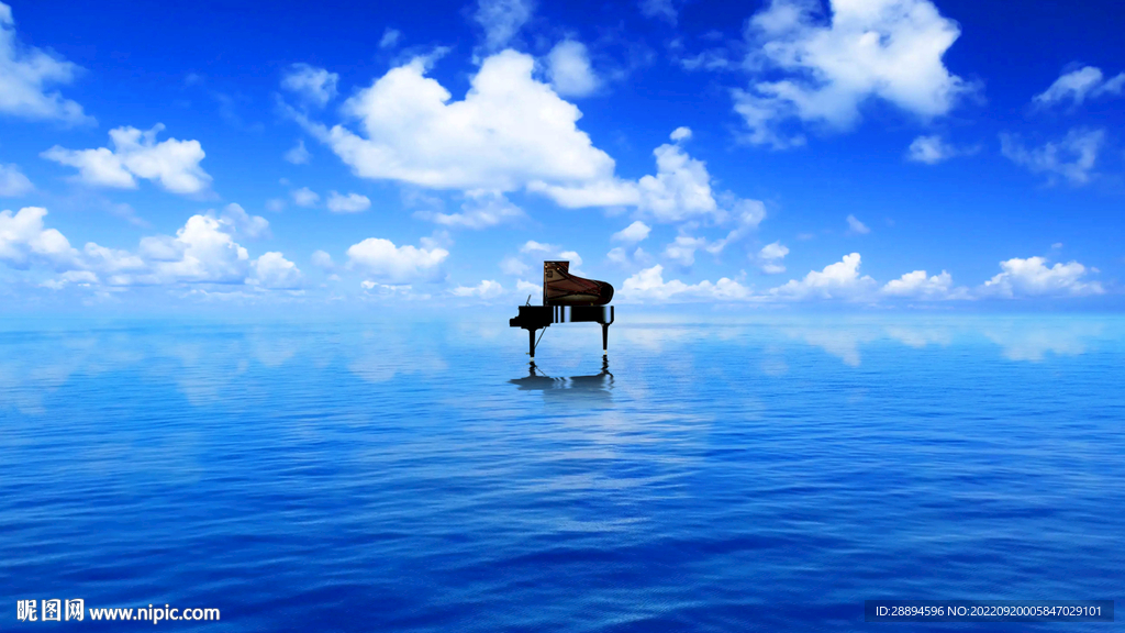 海平面上的钢琴4K合层风景图