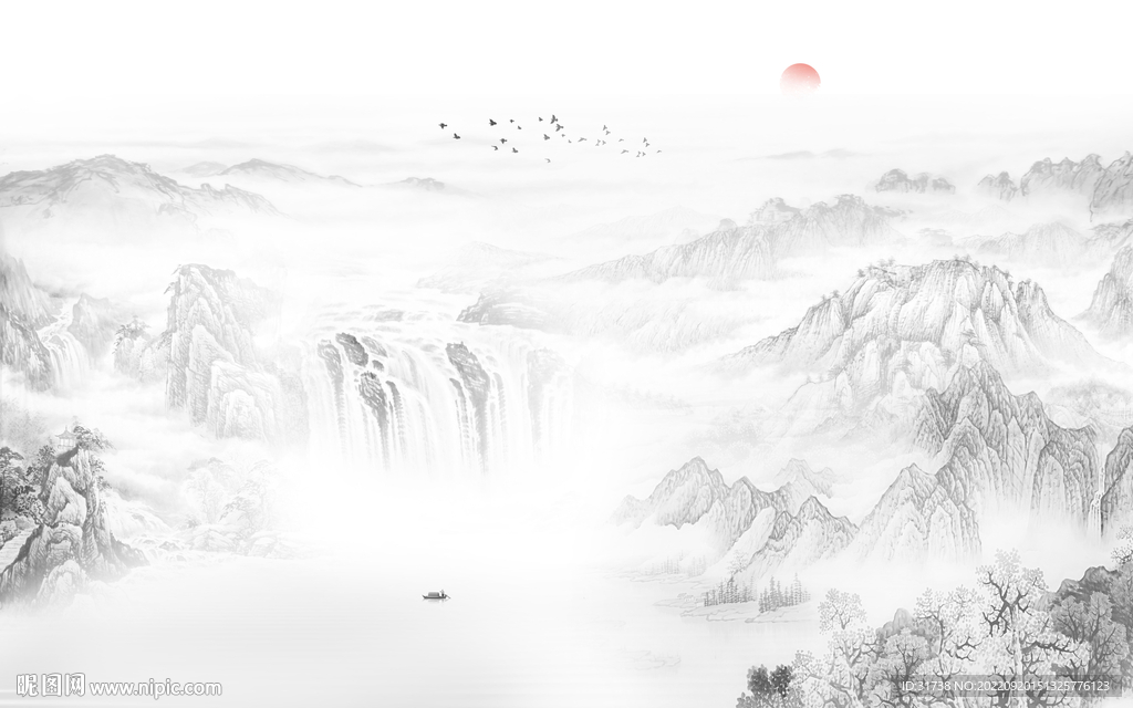 新中式山水墙画