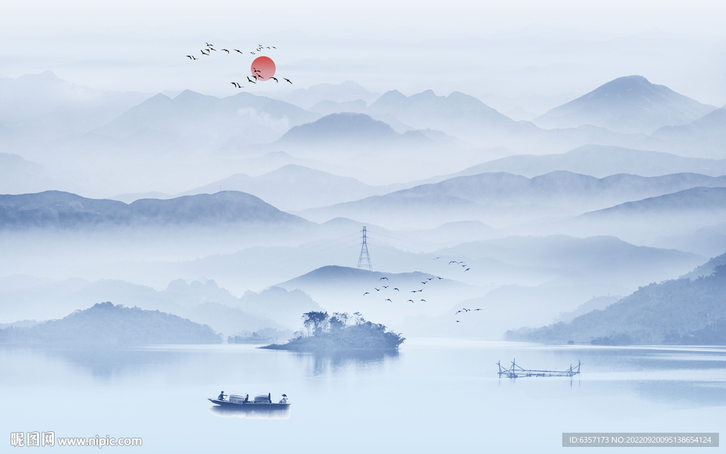 意境水墨山水画