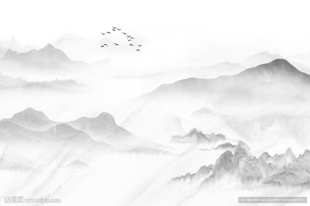 中式水墨山水背景墙