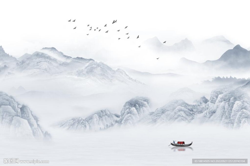 新中式山水背景墙