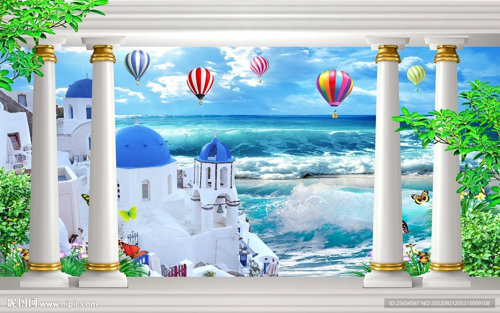 3D大海风景电视背景墙