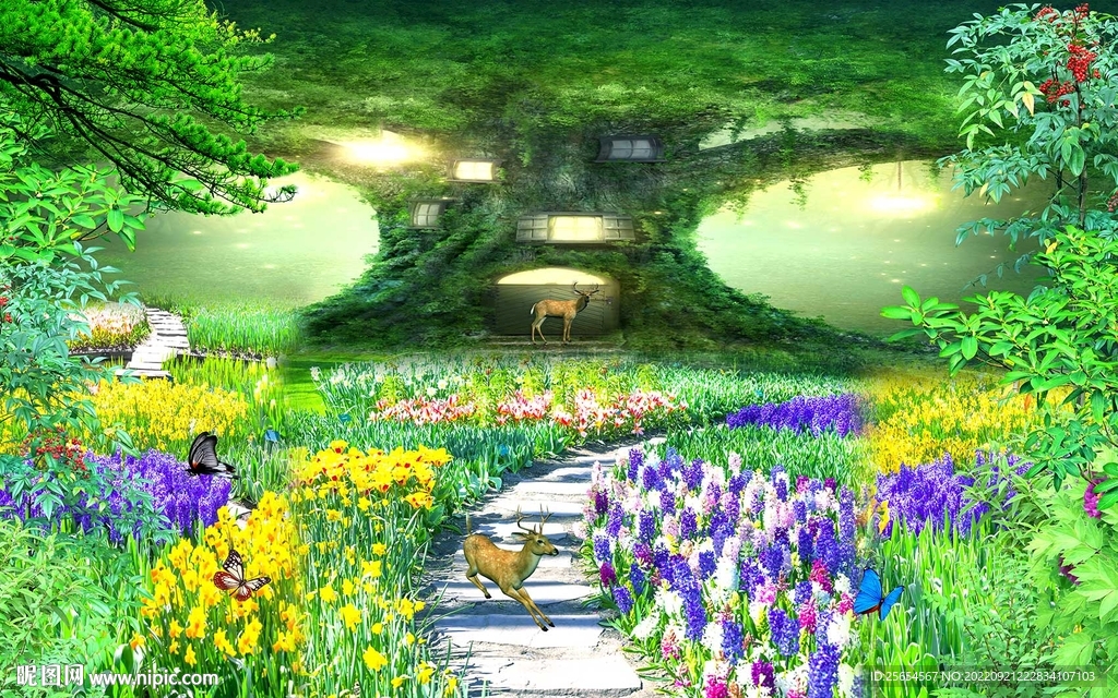 森林草地背景墙