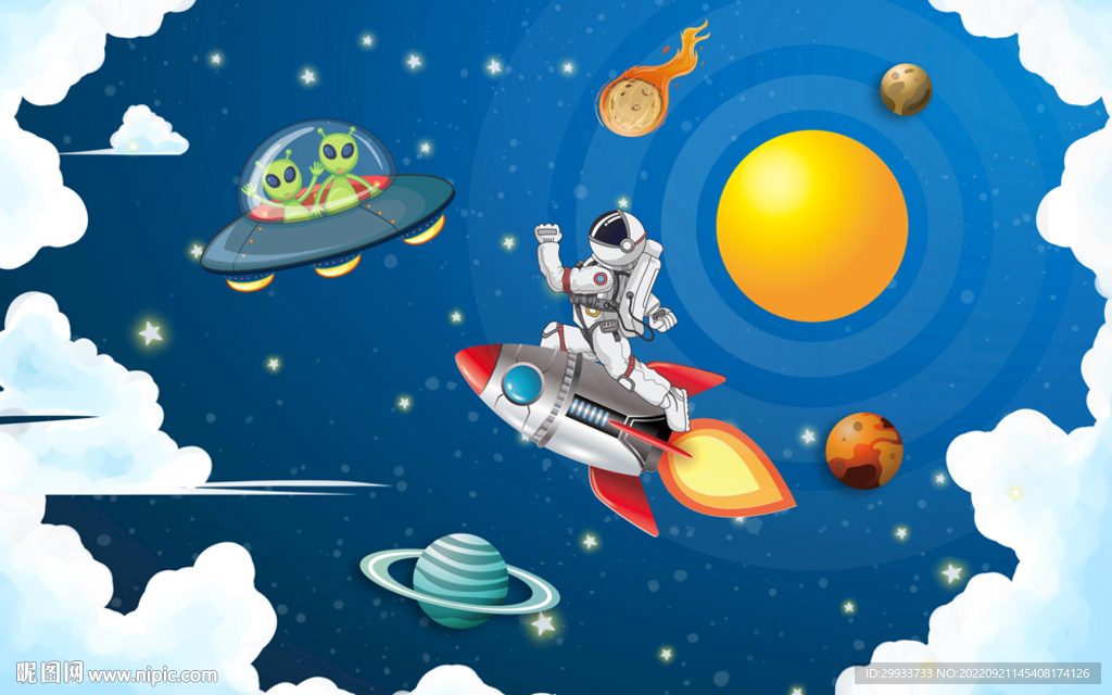卡通飞船宇航员