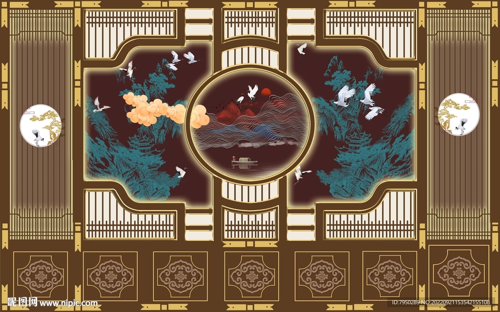 新中式背景墙