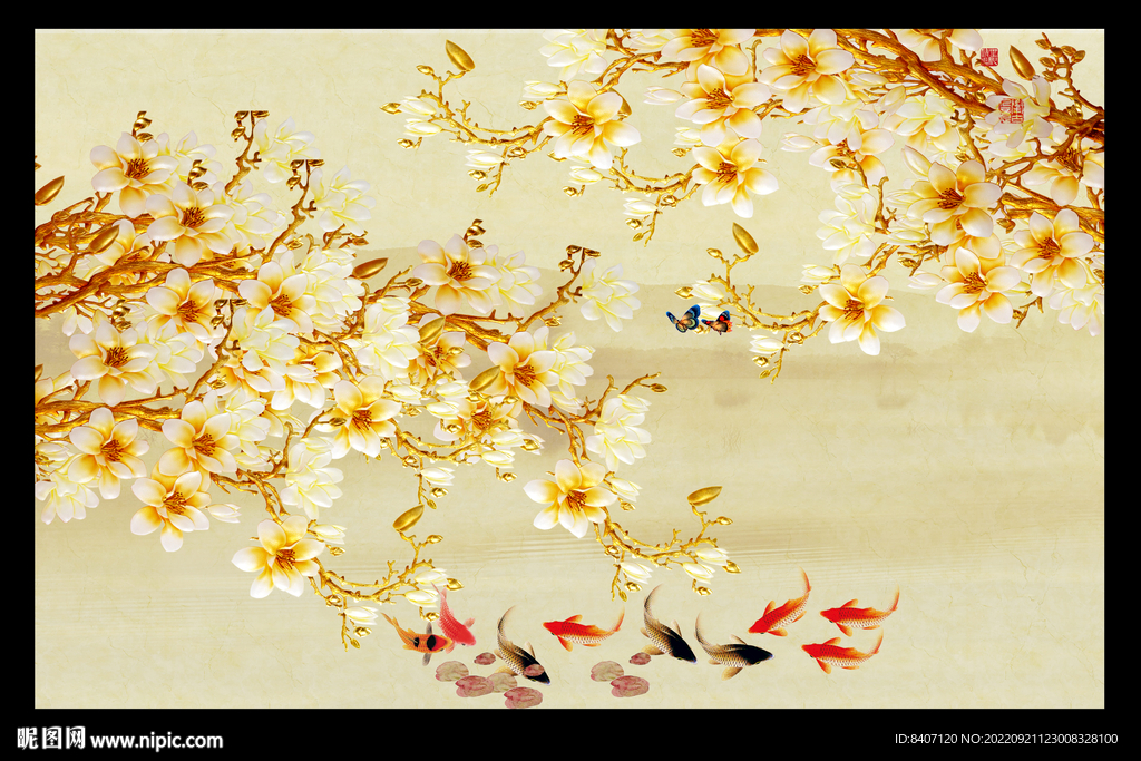 荷花背景墙