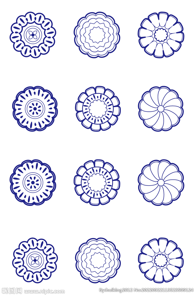 AI矢量中式中圆形花纹图案图形