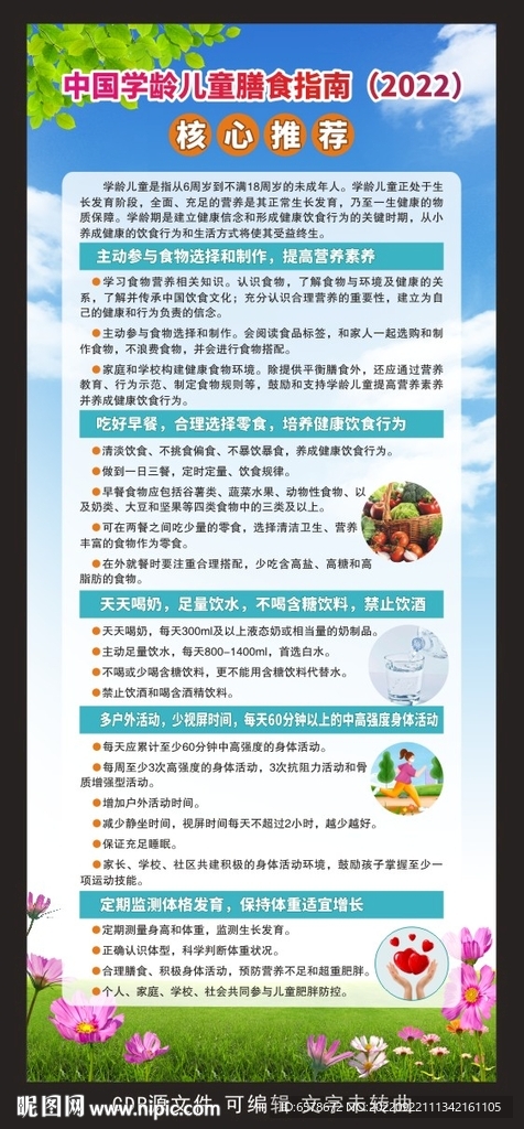 学龄儿童膳食指南展架