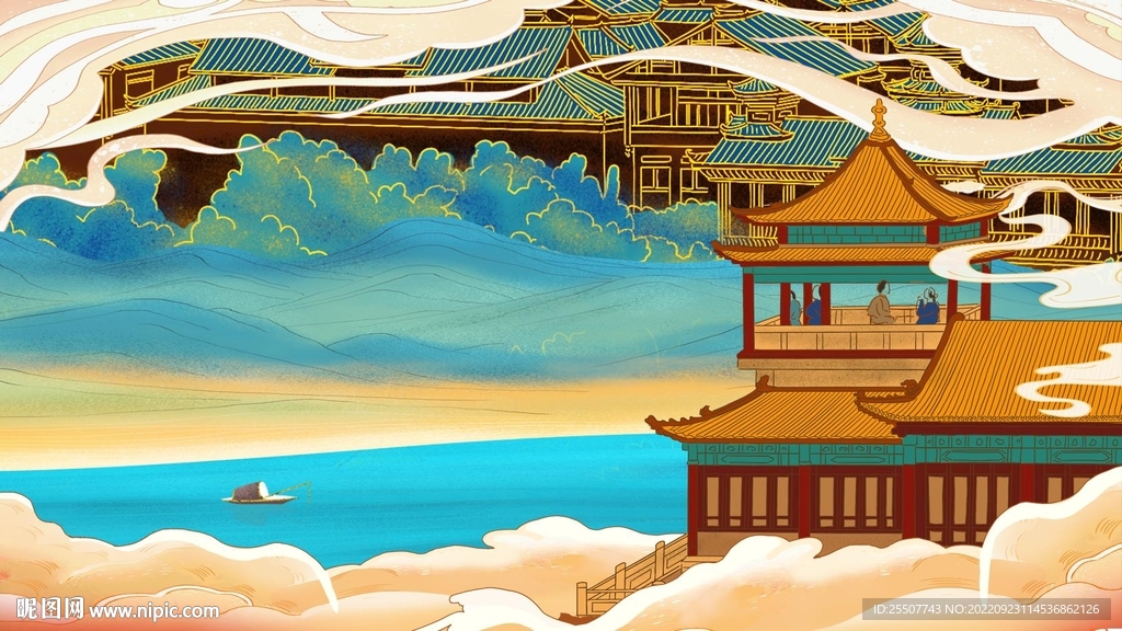 国风古镇山湖