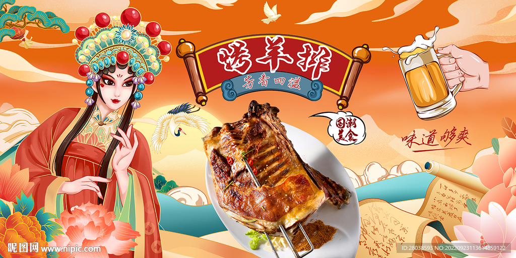 烤羊排背景墙