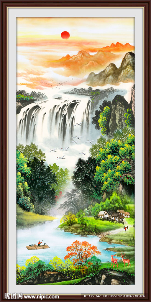 源远流长国画山水玄关画