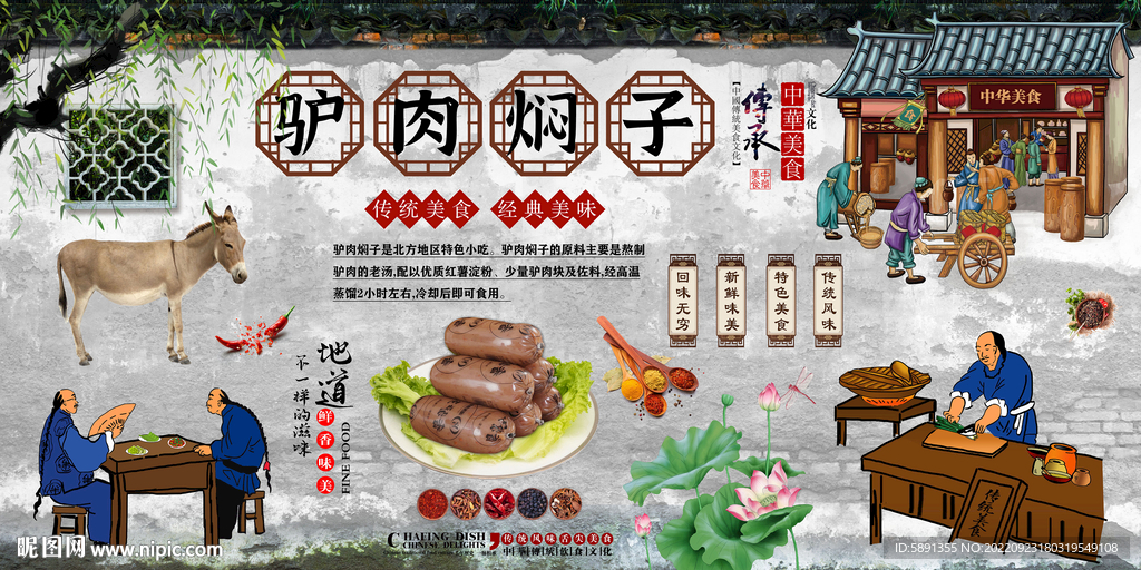 驴肉焖子背景墙