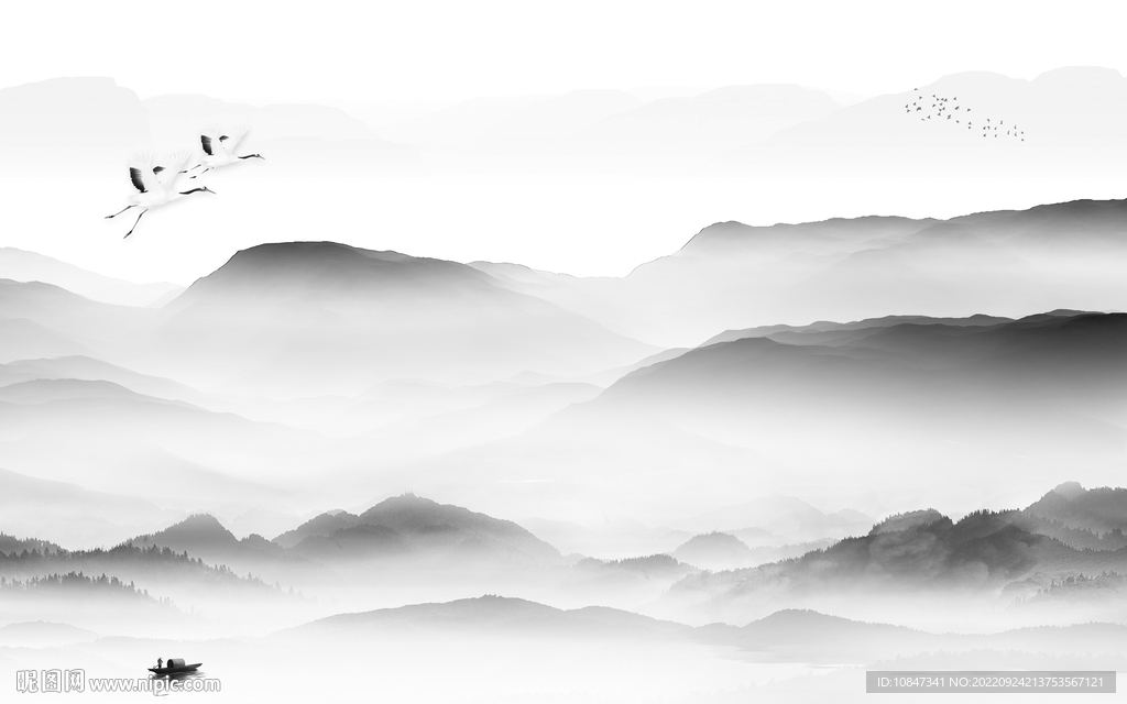 现代 爆款灰色山水 TIf分层