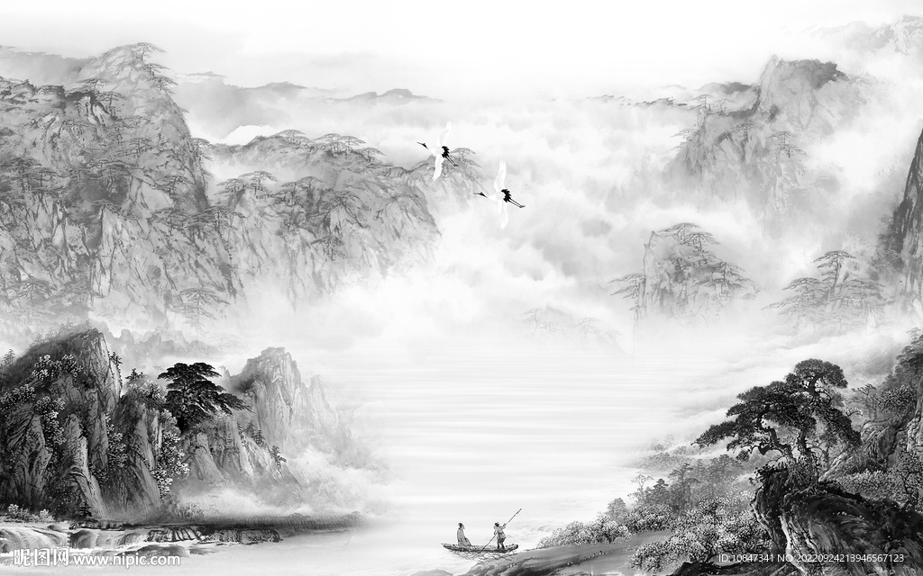 人气爆款灰色山水 TIf分层